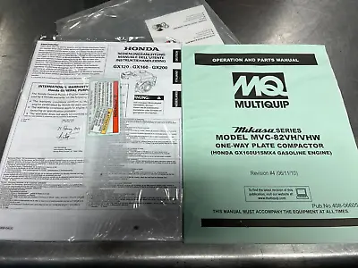 MultiQuip Mikasa Series Model MVC-82VH/VHW PLATE TAMPER OPERATORS & PARTS Manual • $29.99