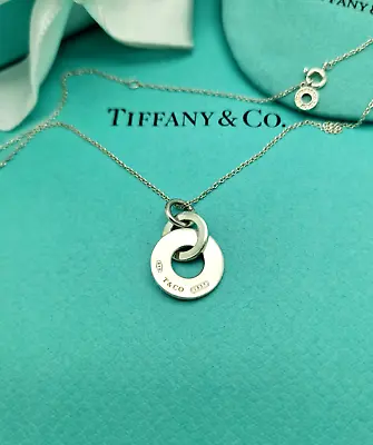 £274.99 • Buy Tiffany & Co. Rare 1837 Interlocking Circles Drop 18  Adjustable Silver Necklace