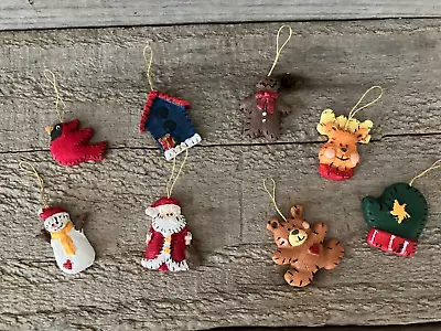 Lot Of 8 Mini Christmas Ornaments Gingerbread Man Snowman Santa Mitten & More • $4.99