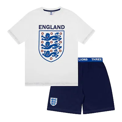 £9.99 • Buy England Boys Pyjamas Short Three Lions Kids OFFICIAL Football Gift