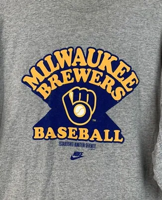 Vintage Nike T Shirt Milwaukee Brewers Brew Crew MLB Baseball Tee Men’s XL • $24.99