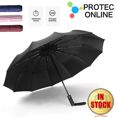 $24.95 • Buy Automatic Folding Umbrella Auto Open Close Travel Windproof Anti-UV With 12 Ribs