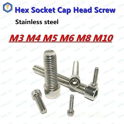 M3 M4 M5 M6 M8 Stainless Steel Metric Allen Hex Socket Cap Head Screw Bolt GB70 • $8.27