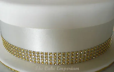 £3.99 • Buy  Diamante Effect Gold Trim &  50mm Ribbon Cake Decoration Topper 