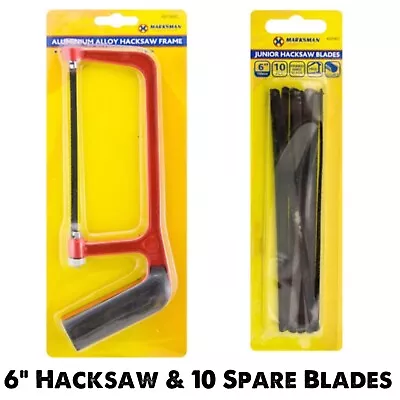 JUNIOR HACKSAW SET 6  150mm HEAVY DUTY SMALL METAL HAND SAW CUT BLADES 11pc • £3.99