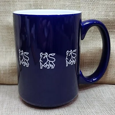 Vintage Merrill Lynch Bull Logo Coffee Mug Blue White Ceramic 1990s Wall Street  • $45.97