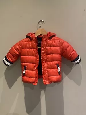 Mayoral Boys Coat Size 9 Months Red Winter Jacket With Inner Fleece Baby • £15