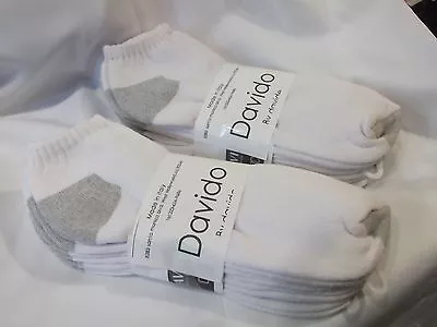 Davido Mens Socks Ankle Low 100% Cotton Made In Italy White 8 Pairs Size 10-13   • $18.50