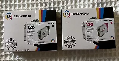 LD Ink Cartridge Replacement 126 T126120 Epson Set Of 2 Black And Magenta Sealed • $29.99