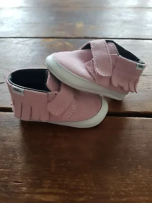 Vans SK8-HI Pink Fringe Crib Shoes UK INF 1.5 Soft Sole Pram Shoes Booties BNWOT • £14