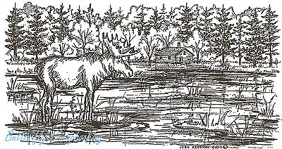 Moose In The Pines Wood Mounted Rubber Stamp Northwoods Rubber Stamp O5000 New • $15.25