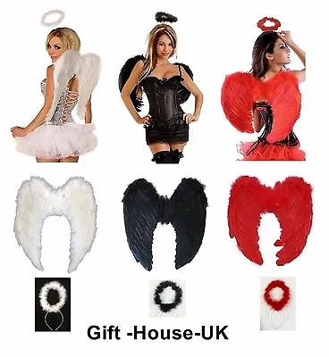£3.95 • Buy Fancy Dress Angel Fairy Feather Wings Halo Tutu Gothic Costume Christmas Outfit 