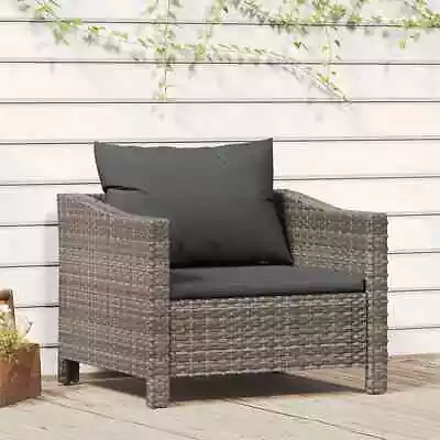 VidaXL Garden Armchair With Cushion Grey Poly Rattan • $159.75