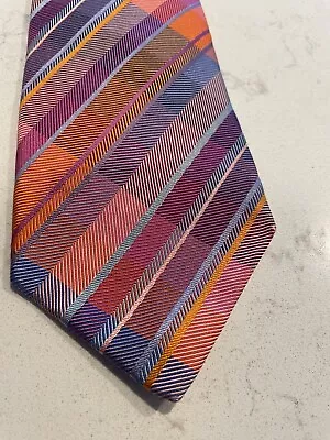 DUCHAMP Men's 100% Silk Necktie ENGLAND Luxury Designer STRIPED Pink Plaid • $90