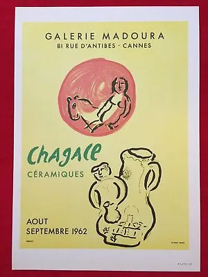 Marc ChagallPoster Galerie Madoura Cannes 1962Offset Lithograph Vintage 1966. • $38.64