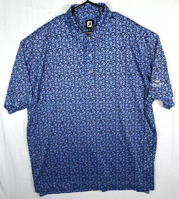 FootJoy S/S Golf Polo Shirt Black Blue Floral Print Miami Lakes Golf Club Sz 2XL • $38