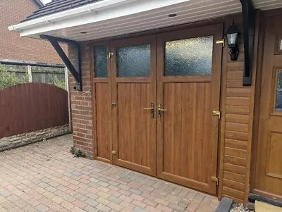 Upvc Light Oak On White Garage Doors 2100mm X 2100mm .other Colours Available • £1500