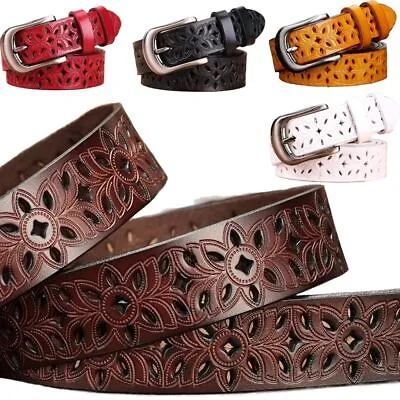 Vintage Leather Belt Pin Buckle Waistband Waist Band Ladies Dress Strap • £5.32