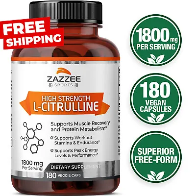 High Strength  L-Citrulline Malate 180 Veggie Capsules 1800 Mg Free-Form • $21.94