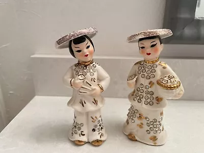 Vintage Lefton Asian Chinese Japan Rhinestone Figurine SET • $14.99