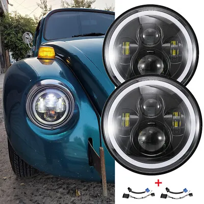 For VW Beetle 67-93 2PCS 7  LED Headlights 3000k 6000k O Ring Hi/Lo DRL Lamp • $103.82