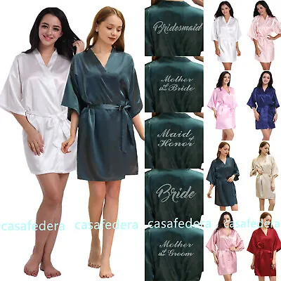 $23.09 • Buy Personalized Satin Silk Wedding Robe Bridesmaid Bride Hen Party Dressing Gown