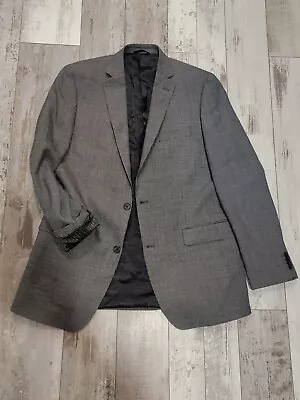 42L Men's Marc Anthony Blazer Gray Houndstooth 100% Wool 2 Button Sport Coat • $28.99