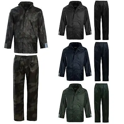 Mens Waterproof Hooded Mac Trench Cagoule Kagool Kag Jacket Trouser • £11.99