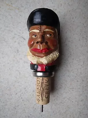 Vintage ANRI Hand Carved Painted Wood Bottle Stopper Pourer Folk Art Sea Captain • $18.99