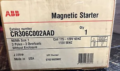 General Electric CR306C002AAD Nema Size 1 Magnetic Starter 120V FACTORY SEALED • $250