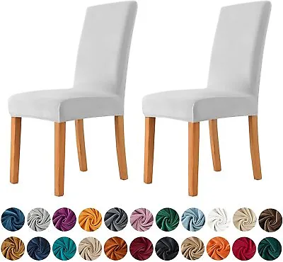$75.95 • Buy 2-8PCS Velvet Dining Room Chair Seat Covers Stretch Kitchen Chairs Slipcover 