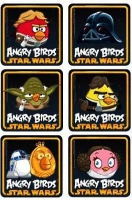 $2.62 • Buy 6 X Square Stickers ~ Angry Birds Star Wars Red Yoda Pink Egg Yellow Black ~