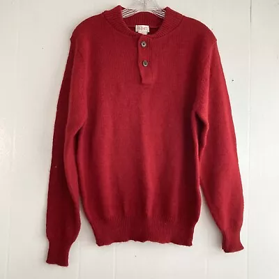 Filene's Vintage Grandpa Sweater Made Taiwan Acrylic Button Pullover RED Sz L • $30