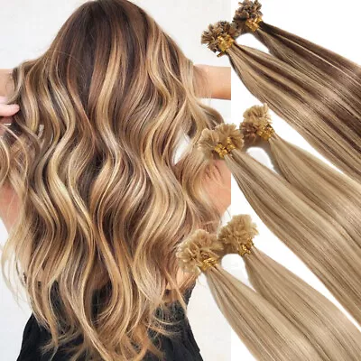 Keratin Flat U Tip Hair Extensions 100% Real Remy Human Hair THICK HIGHLIGHT 1G • $42.31