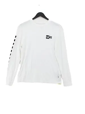 Vans Women's Top M White 100% Cotton Long Sleeve Round Neck Basic • £10.50