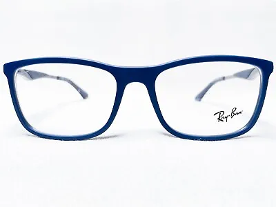 NEW Ray Ban RB7029 5260 Mens Matte Grey/Blue Rectangle Eyeglasses Frames 55/17 • $95.99