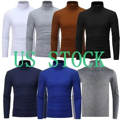 $13.75 • Buy US Mens Turtleneck Pullover Top Long Sleeve Jumper Shirt Casual Slim Fit T-Shirt