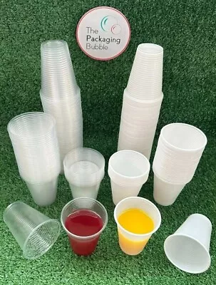 Plastic Cups Clear White Reusable Glasses Water Party Wedding Drinking 7oz Vend • £44.01