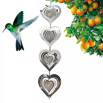 3D Heart Garden Wind Spinners Metal Hanging Wind Chime Yard Patio Decor • $15.45