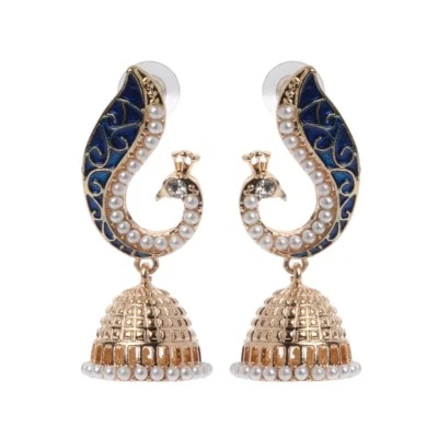 $9.61 • Buy Women Gril Retro Indian Peacock Jhumka Jhumki Drop Earrings Gypsy Jewelry