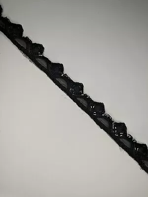 1 Yard Black Sequins Lace Ribbon Trim For  Sewing Craft Diy Embellishments Diys • £2.10