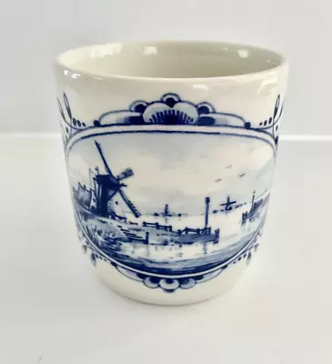 Vintage Delft Classic Windmill Hand Painted Coffee Tea Mug Cup Blue 1974 • $10