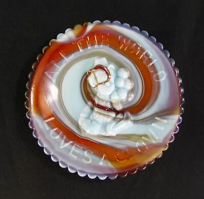 Mosser Glass Blue And Red Slag Swirl Fantasia 3.5  Clown Plate - Made 1980's • $14.99