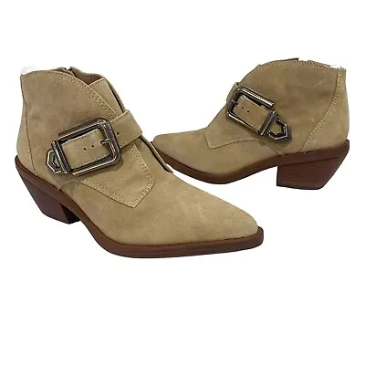 Vince Camuto | Booties Ashena Tan Western Pointed Toe Suede Leather NEW- 6 • $64.99