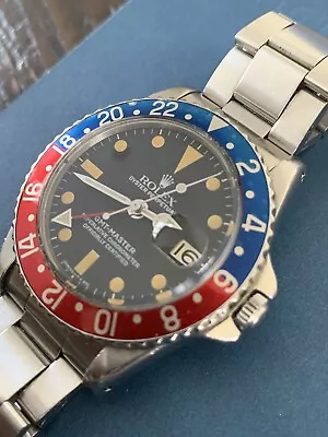 Rolex GMT Master 1675 Pepsi Blue/Red Bezel 40 Mm Watch Vintage 1961 Great Patina • $12750