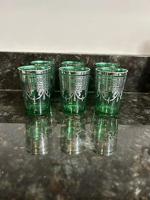 Handmade Moroccan Tea Glasses - Set If 6 Green • $30