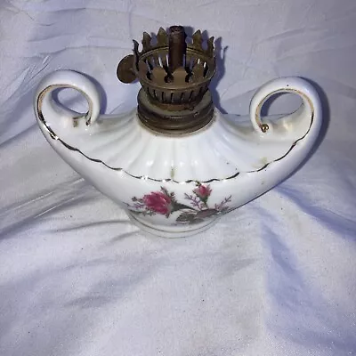 Vintage  Moss Rose  Miniature Double Handled Oil Lamp • $15.99