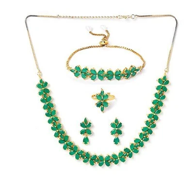 £32.47 • Buy Indian Bollywood Necklace Set With Earrings, Bracelet And Ring For Girl & Woman