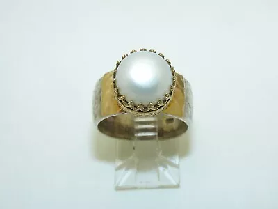 Sterling Silver 14k Yellow Gold Mabe Pearl Ring • $199