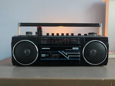 MEDION Retro Style Boombox Cassette Bluetooth Player AM FM Radio USB SD Stereo • $60